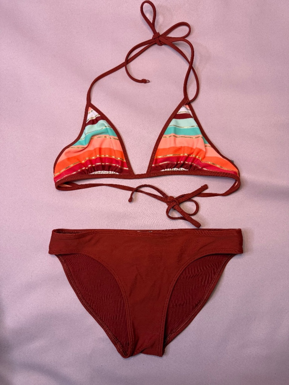 Aerie - NWOT Sunset Color Palette Bikini (Rust, Orange, Pink, Gold) - Size XS